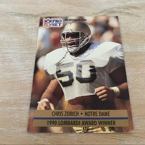 Chris Zorich 1990 Lombardi Award Winner 1991 Card